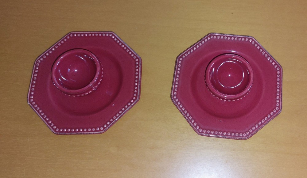 Egg-Cup Saucer 2 pieces Octagonal Stoneware Provence