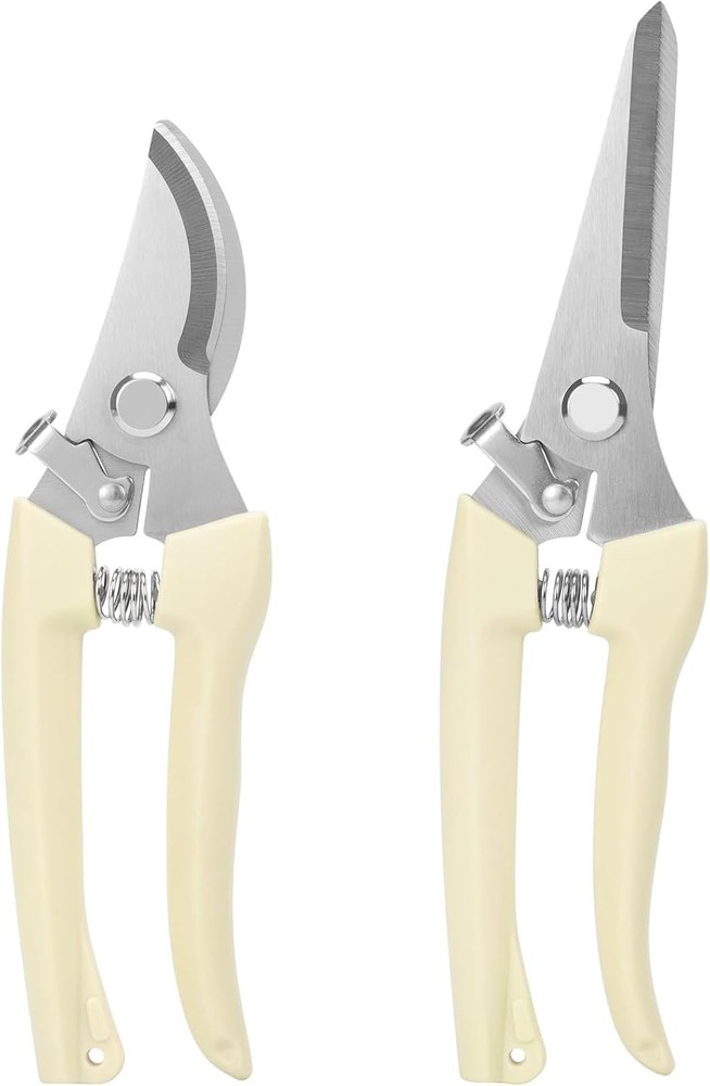 2Pcs Professional Pruning Shears (Include 1 Bypass Pruning Shears and 1 Straight