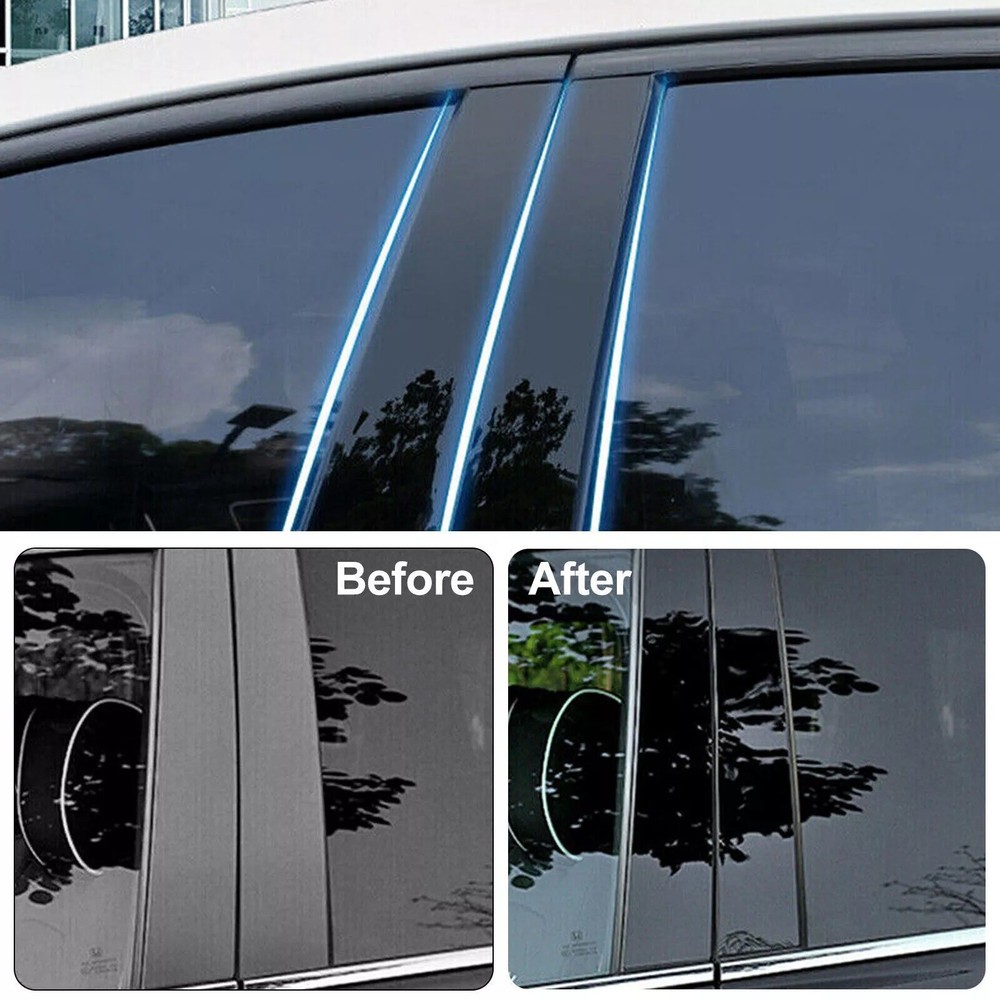 6PC Door Window B Pillar Post Panel Trim Cover Black For 2011-2019 Ford Explorer