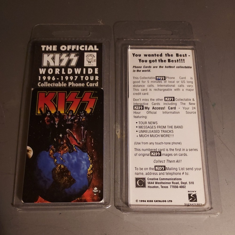 Vintage Sealed KISS Band OFFICIAL WORLDWIDE 1996-1997 TOUR PHONE CARD Sealed NEW
