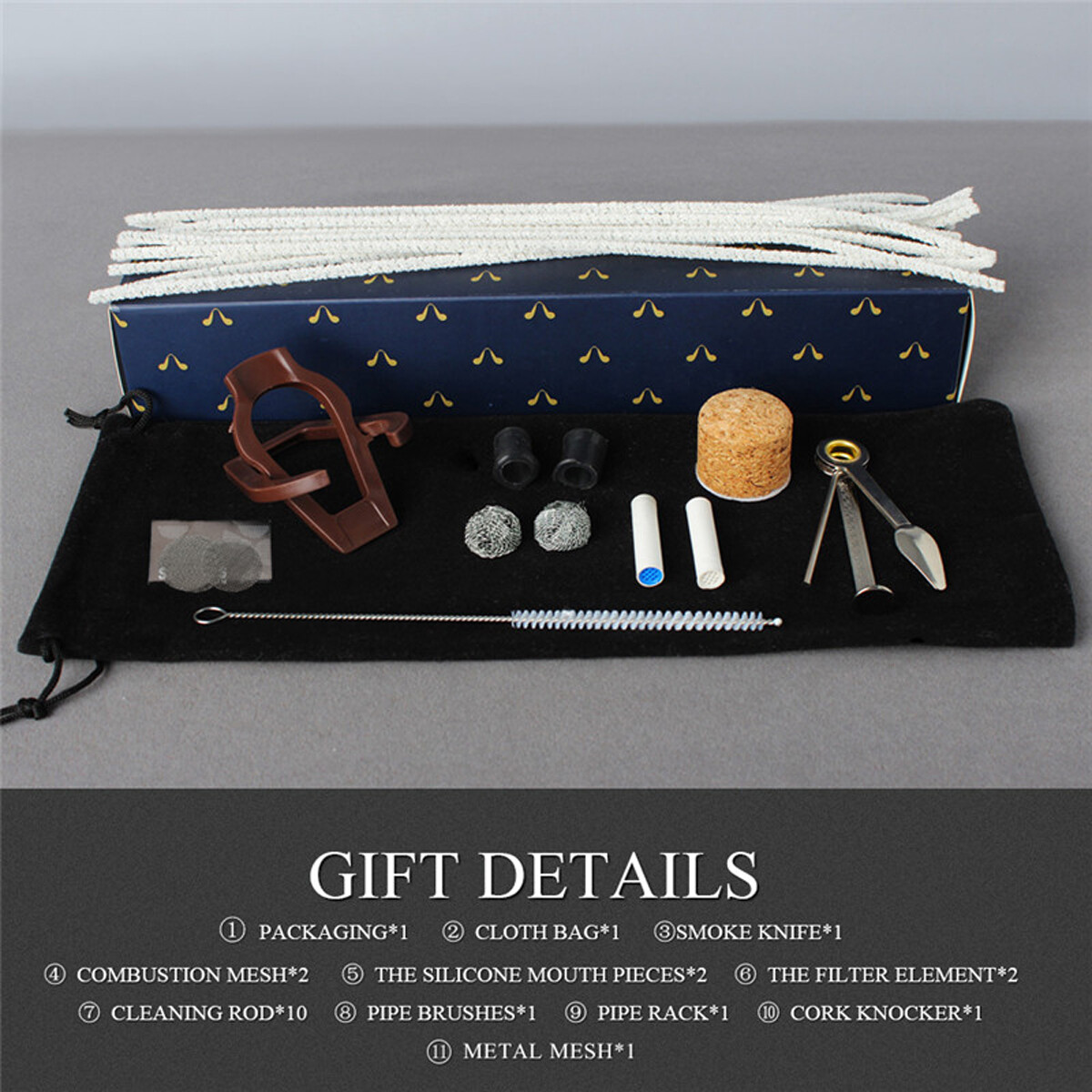 Rosewood Churchwarden Gandalf Pipe Long Stem Bent Tobacco Pipe w/ Accessories US