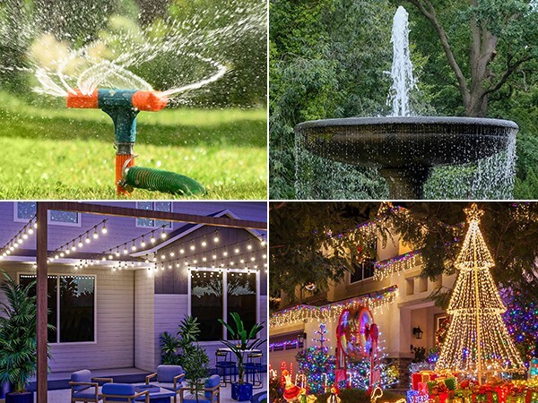 DEWENWILS Yard Stake Timer Dusk to Dawn, Weatherproof Countdown Light Timer,