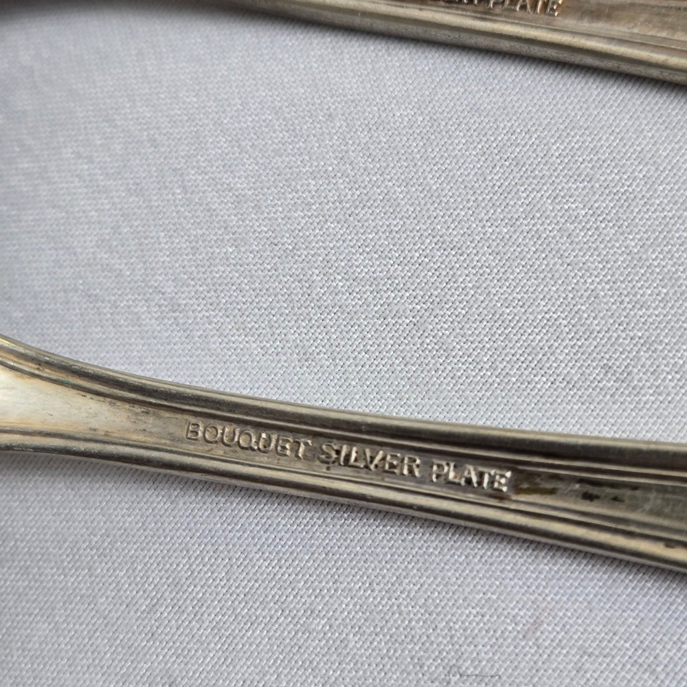 Bouquet Pattern Silverplate Teaspoons, 6", Set of 6, Vintage