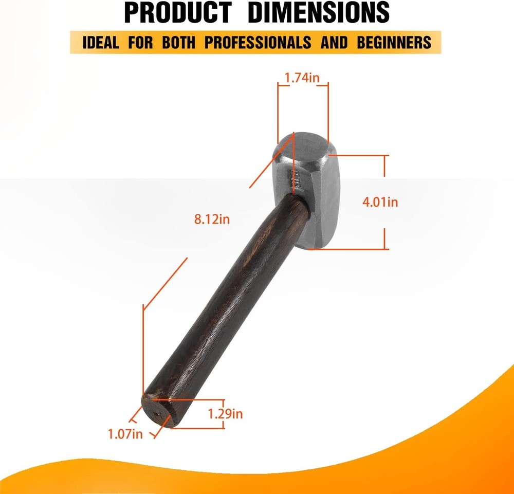 3lb Blacksmith Hammer for Farrier, Knife Maker, Blacksmith Forging Tool