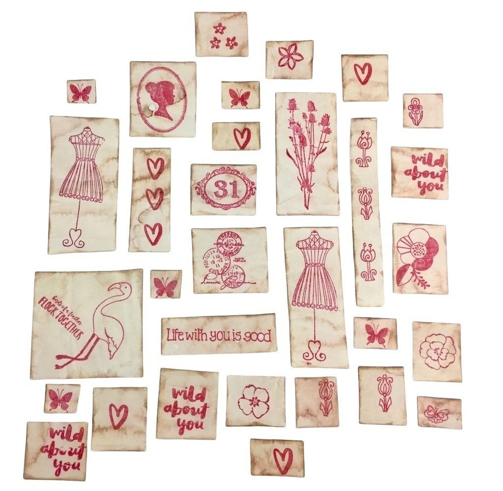 Junk Journal Romance Theme Ephemera Rustic Die Cuts Set 30 Pcs u  Scrapbooking E