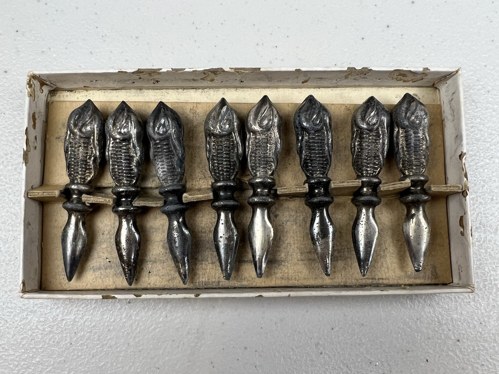 Lot of 8 Vintage Silver Plate Corn Cob Holders