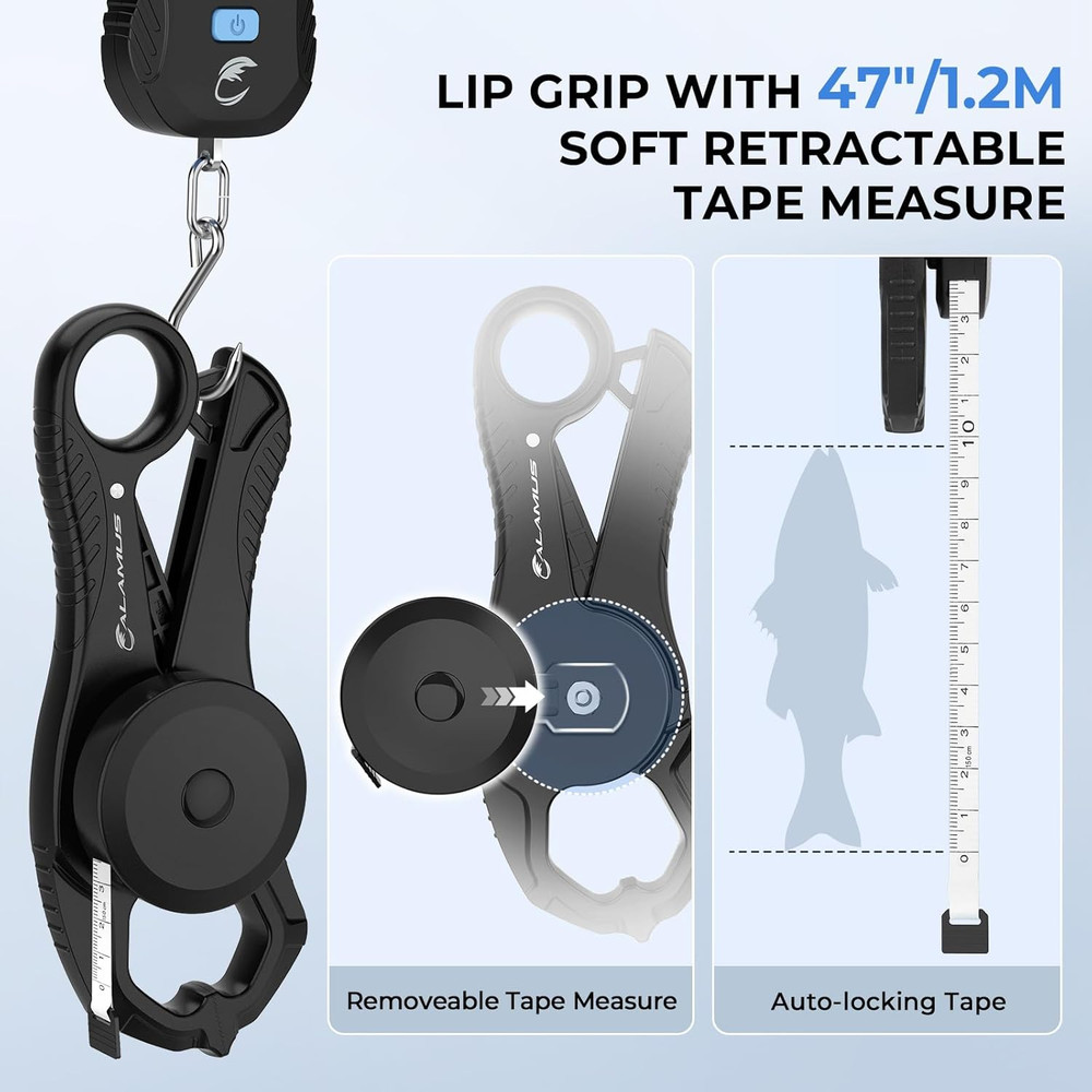 Lightweight Fish Scale & Lip Grip Combo, Rechargeable Digital Scale with USB Cab