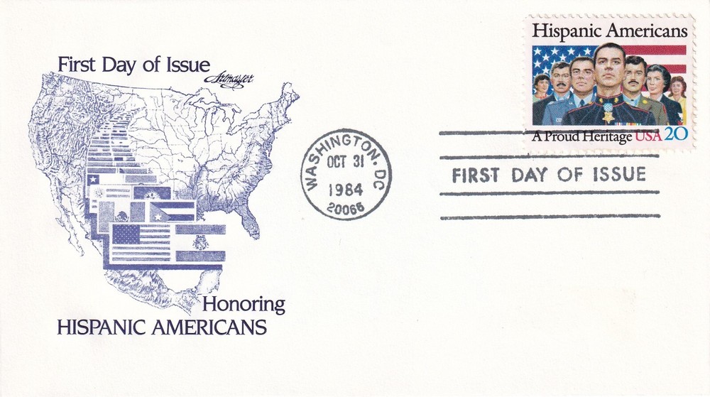 STAMP US SCOTT 2103 "Hispanic Americans" 20 CENT 1984 POSTCARD FDC - E