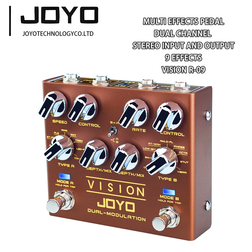 JOYO Modulation Multi Effects Pedal Dual Channel Stereo Input /Output 9 Effects