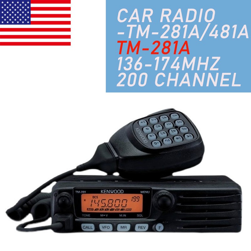 65W FM Transceiver Mobile Radio 136-174MHZ 10-50KM TM-281A Car Radio Station