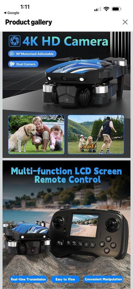 TTROARDS TT19 Quadcopter Drone 4K Dual Camera Foldable FPV LCD Remote Brushless