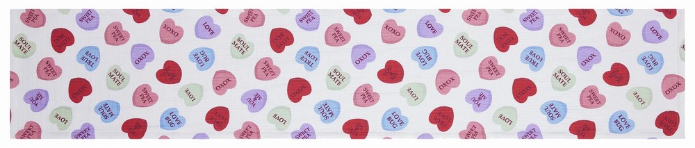 Conversation Hearts Table Runner Cotton
