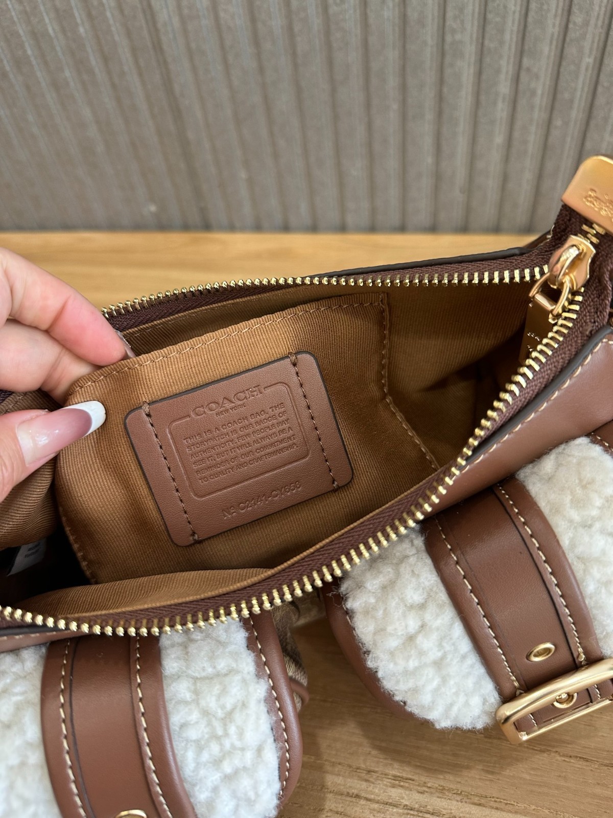 Ashton Baguette Bag In Signature Canvas Tan/Natural CY658 Outlet NEW