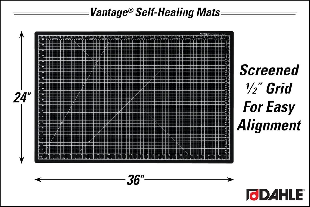 Professional 1/2" Grid Cutting Mat, 24"x36", Black