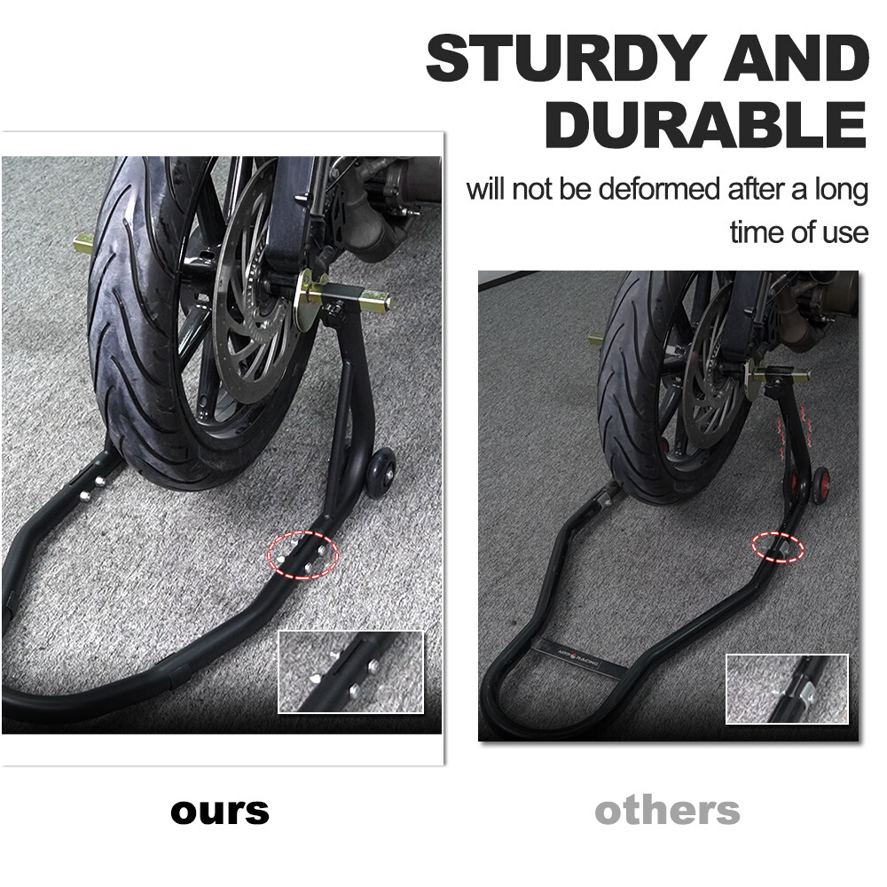 Motorcycle Front Wheel Lift Stand Adjustable Swingarm Spool Paddock Stand Black