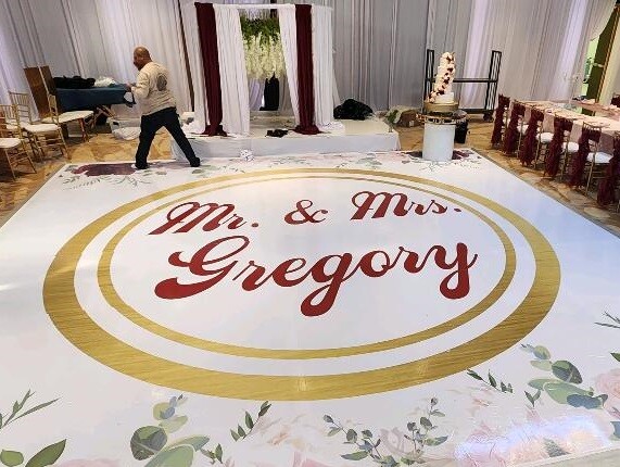 Wedding Dance Party Vinyl Floor Cover Gloss & Matte White & Black Decal Sticker