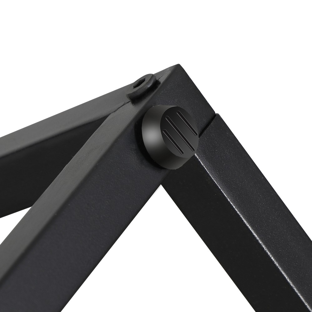 C Shaped End Table 2PCS Rustic Brown Side Table Bedside Table with Metal Frame