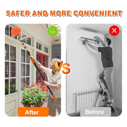 30FT Reach Cobweb Duster with Extension Pole, High Ceiling Long Duster 24FT