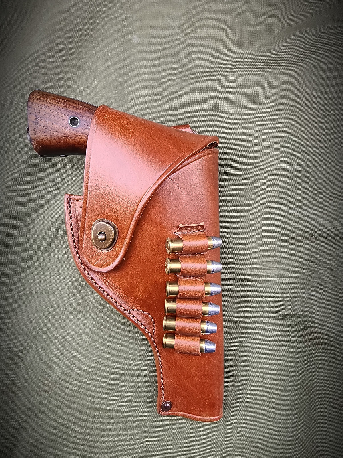 US S&W Victory Model Revolver Holster Brown Leather .38 Special Shell Loops