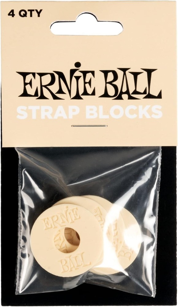 Rubber Strap Blocks - Secure Fit Guitar Strap Locks in Cream - 4 Pack
