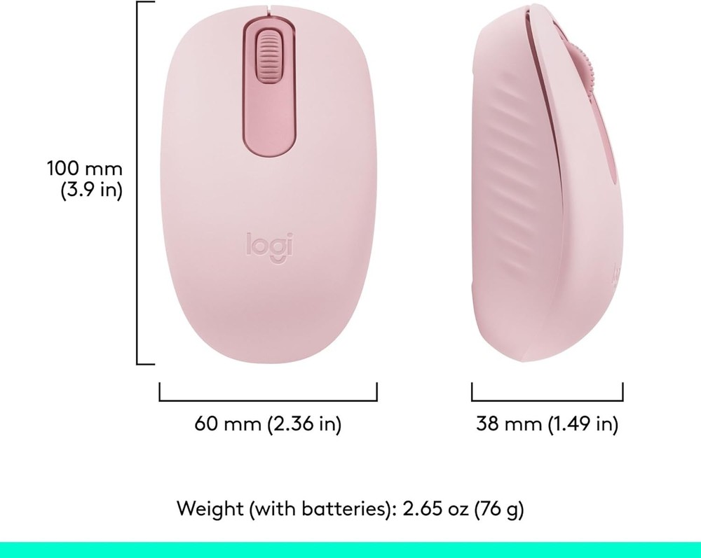 Logitech M196 Light Bluetooth Wireless Optical Mouse Compact 3-Button Rose Pink