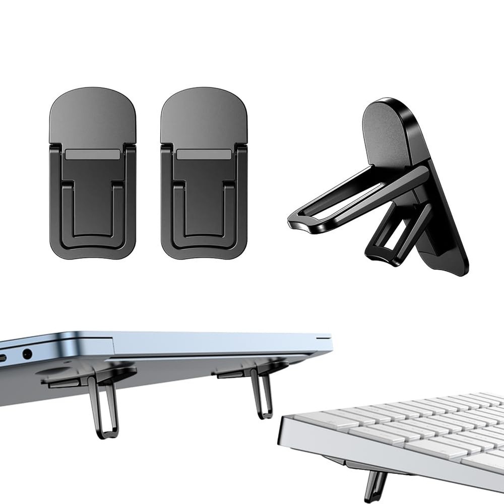 2PCS Zinc Alloy Mini Foldable Laptop Stand, Portable Computer Keyboard Riser ...
