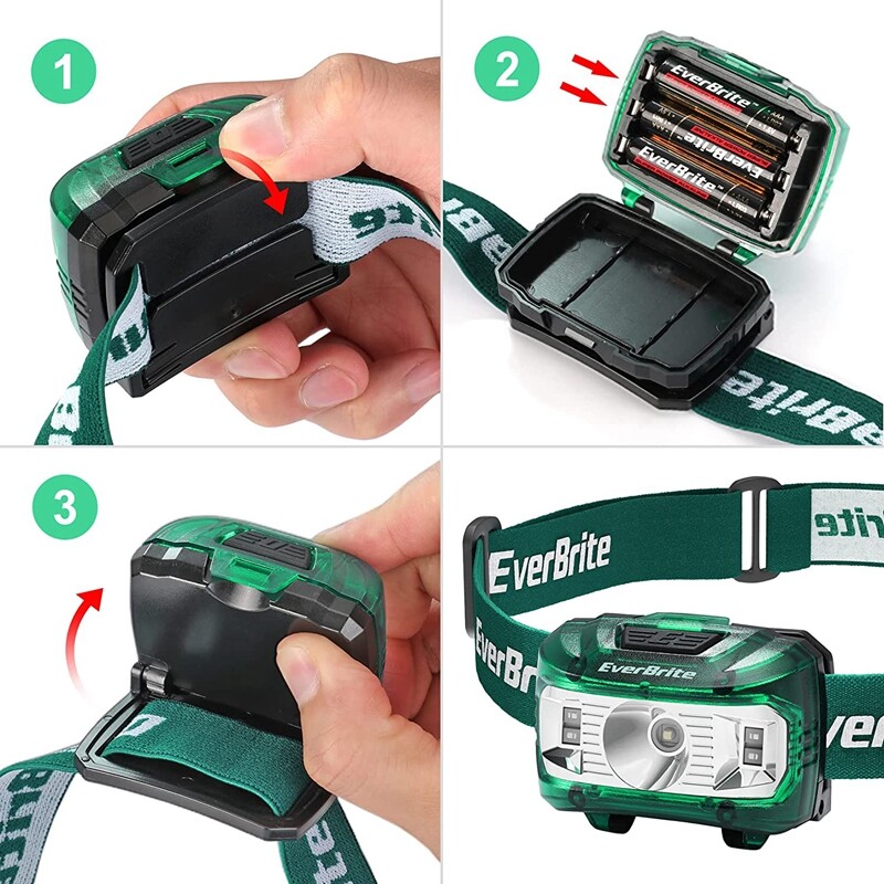 EverBrite 2-Pack LED Headlamp 5 Lighting Modes Adjustable with 6 AAA Batteries