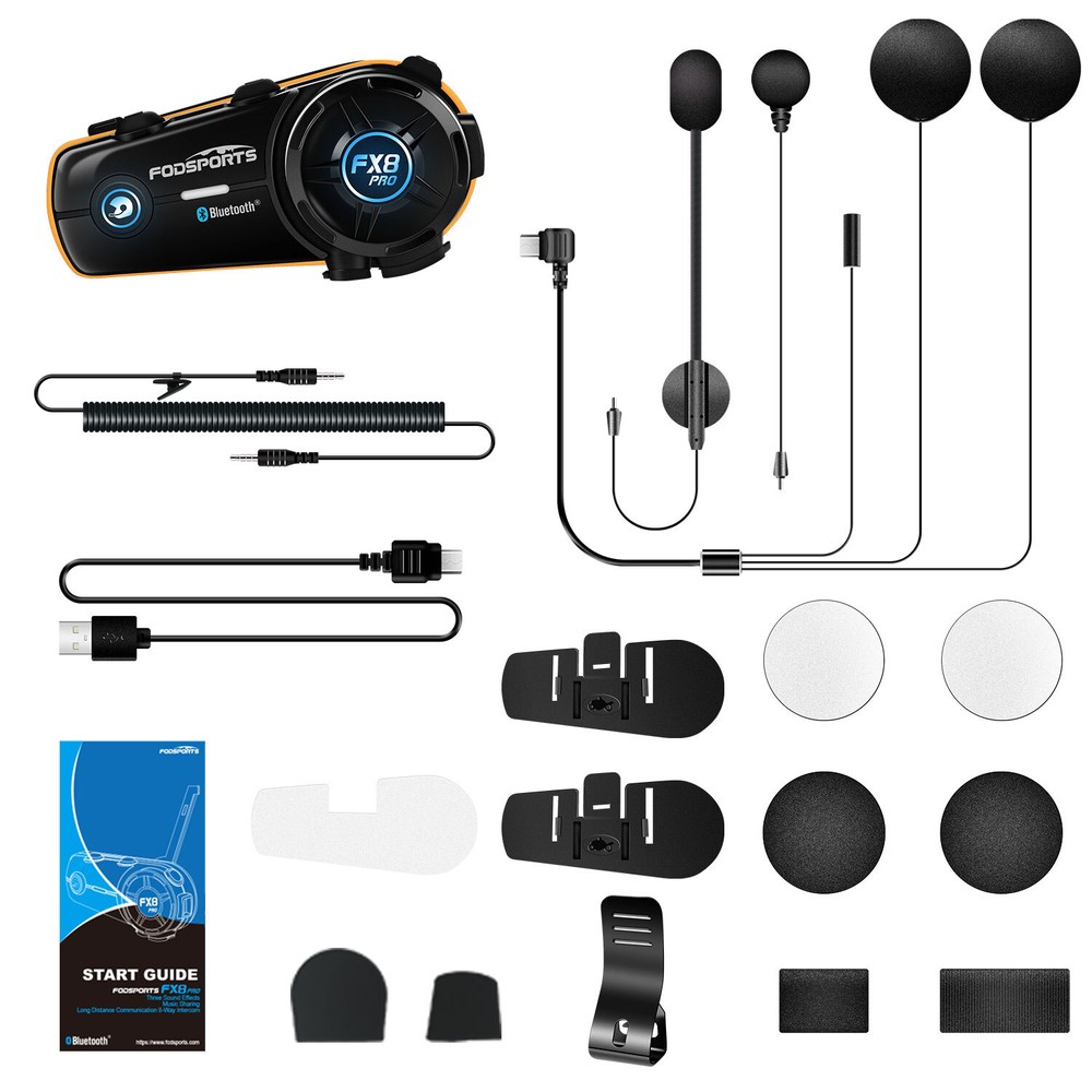 FX8 Pro Motorcycle Helmet Intercom Bluetooth Headset 8 Riders 1KM Communication