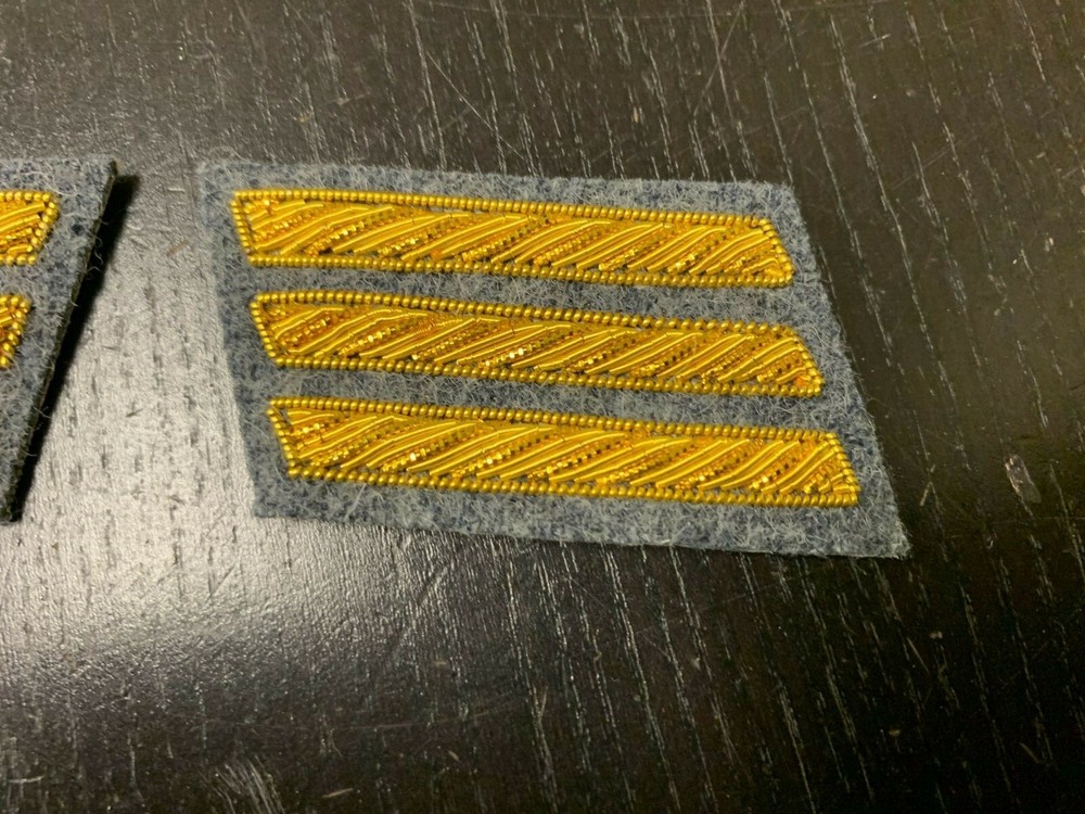 CSA Gold Embroidered Captains Bars - MEDIUM GREY Background Pair - NEW