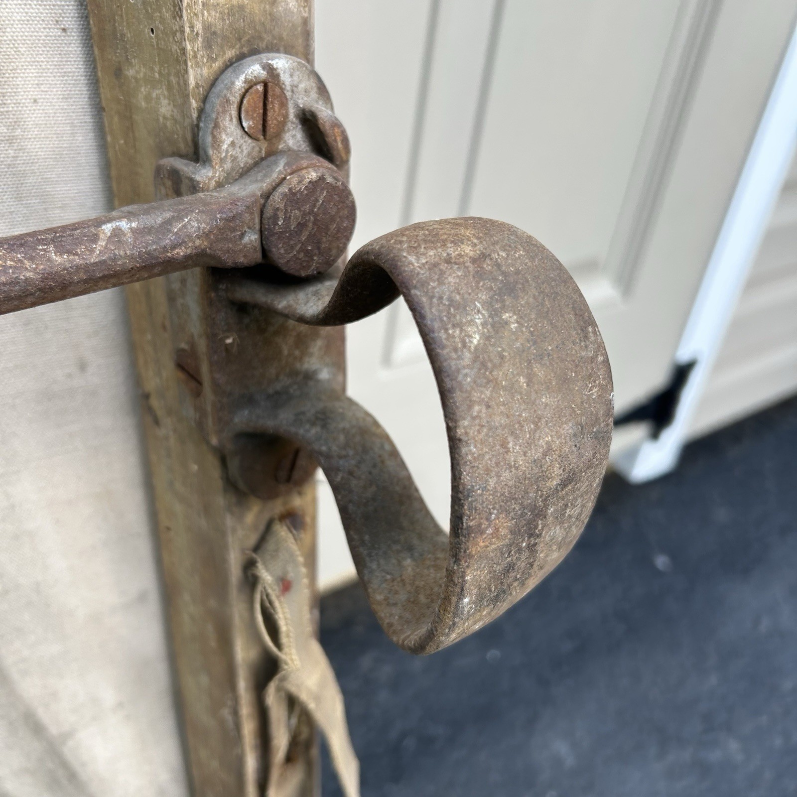 Antique World War 1 Era Medic Stretcher Canvas Gurney Litter WWI Iron Loop Feet