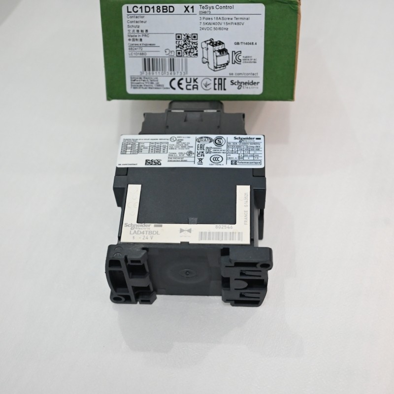 LC1D18BD Schneider New Contactor: 3 - phase 3 NO 24VDC coil In - stock in the US