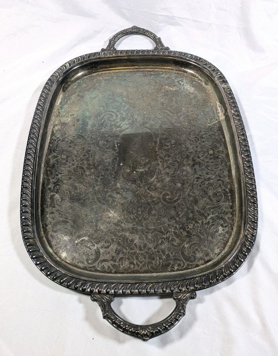 Vintage Silverplate Serving Tray Leonard Silver MRRS Mfg Corp Made In USA
