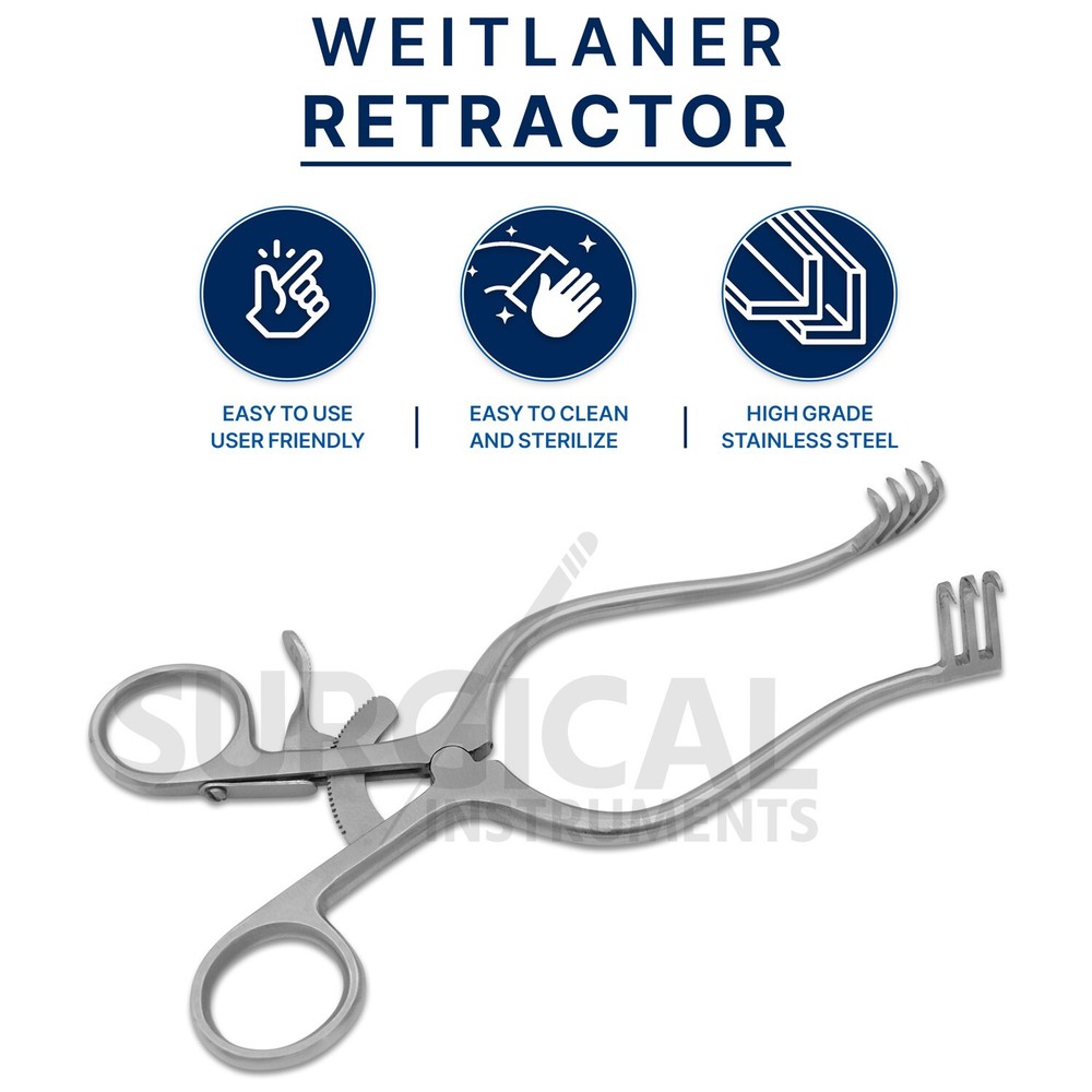 Weitlaner Retractor 5.5" 3x4 Prong SHARP Stainless Steel German Grade