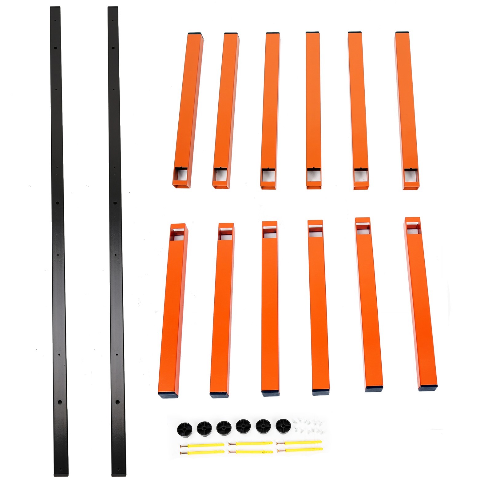 Lumber Wood Storage Metal Rack with 6-Level Wall Mount – Orange Organizer