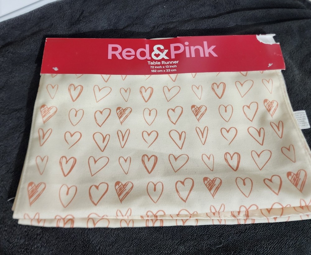 Valentine's Day Hearts Theme Table Runner 72"x13"