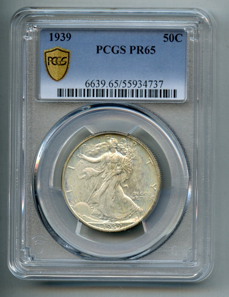 1939 Liberty Walking Silver Half Dollar PCGS PR 65