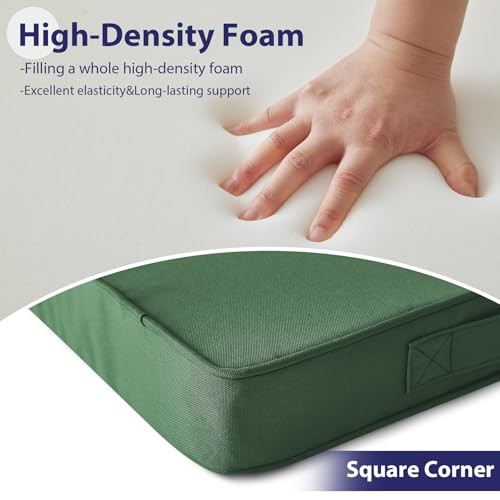Outdoor Chair Cushions Set of 4,Waterproof Outdoor 19x19x3-Square Forest Green