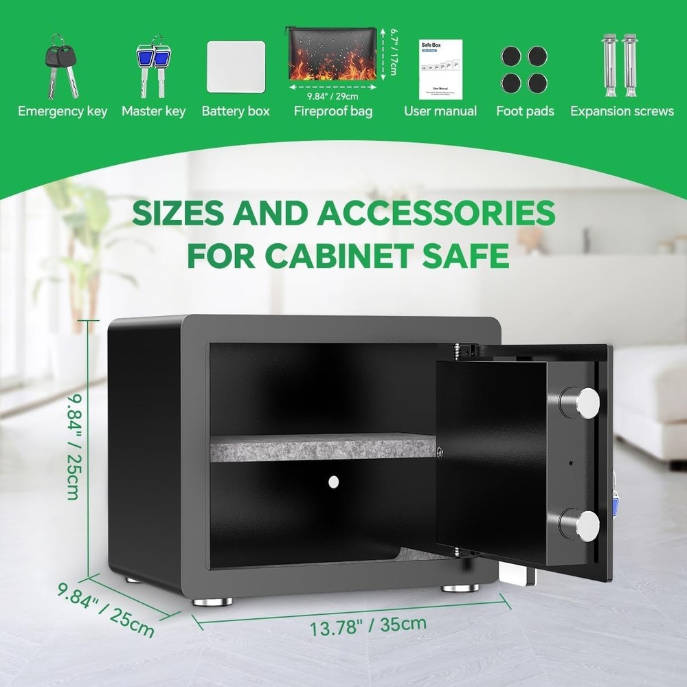 Electronic Safe with Digital Keypad & Alarm - Fireproof & Waterproof