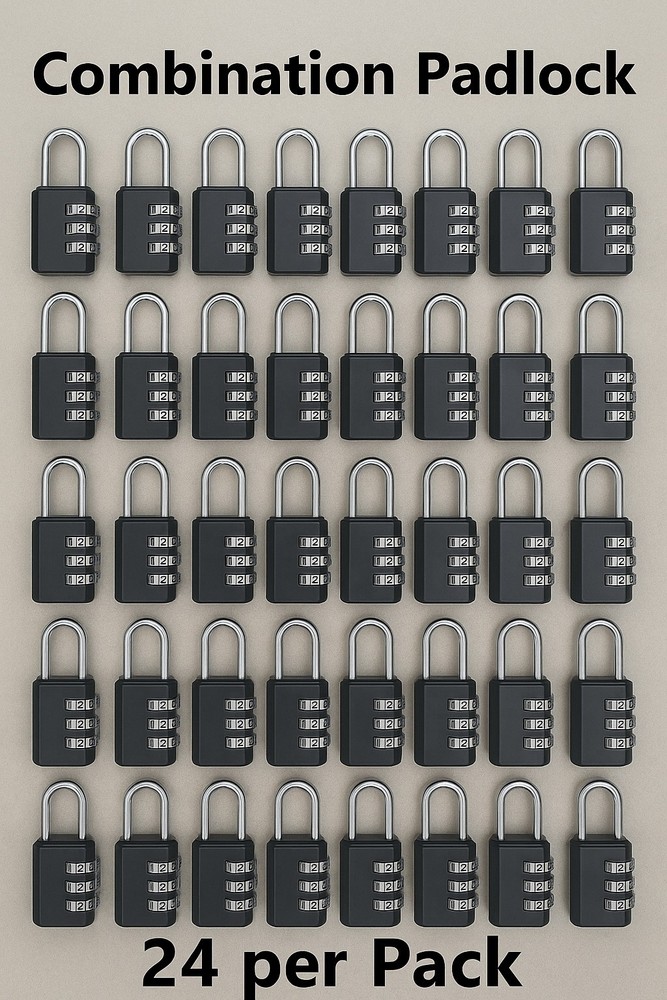 24-Pack Combination Padlocks – Individually Retail Packaged, 3-Digit Lock for...