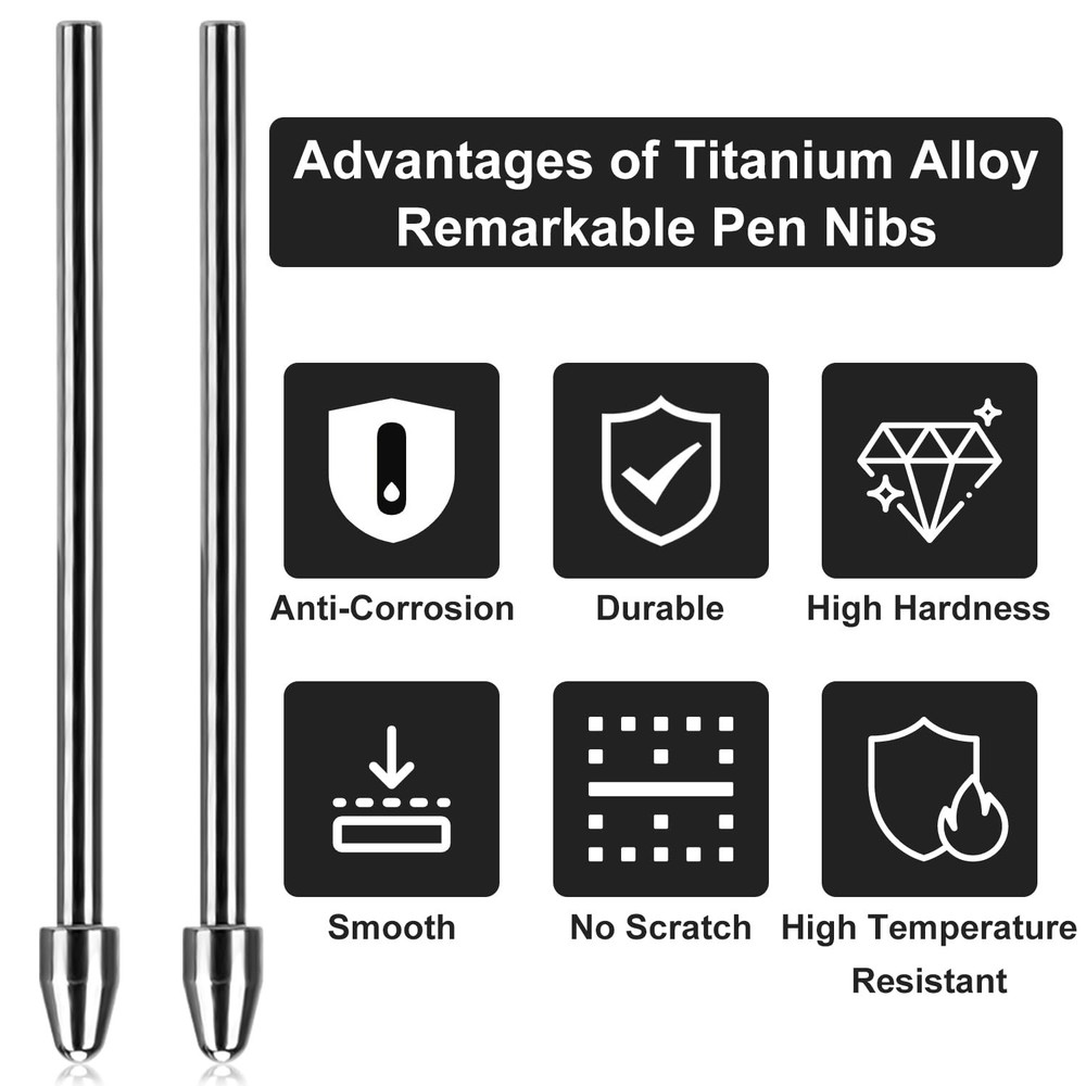 2PCS Pen Tip Replacement for Kindle Scribe Stylus Tips Titanium M, silver