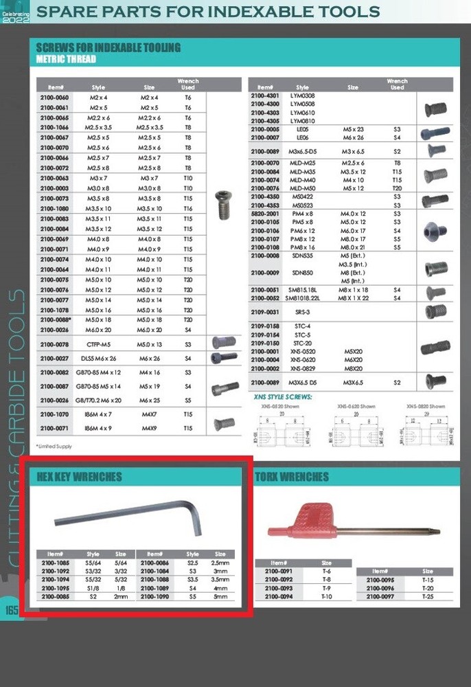 S2 HEX KEY WRENCH (2100-1087)