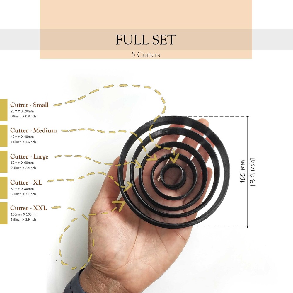 Large CIRCLE Cutter Set | Trinket dish & Coaster clay cutter |