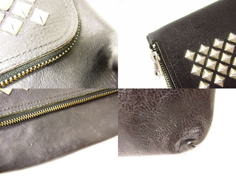 Calee Studded Leather Clutch Bag Y2307