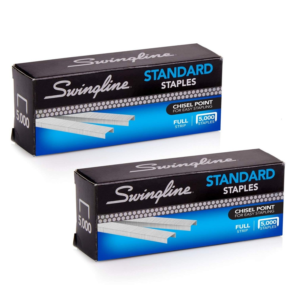 Swingline Standard Staples 2 Pack 10000 Staples Chisel Point 25 Sheets Capacity