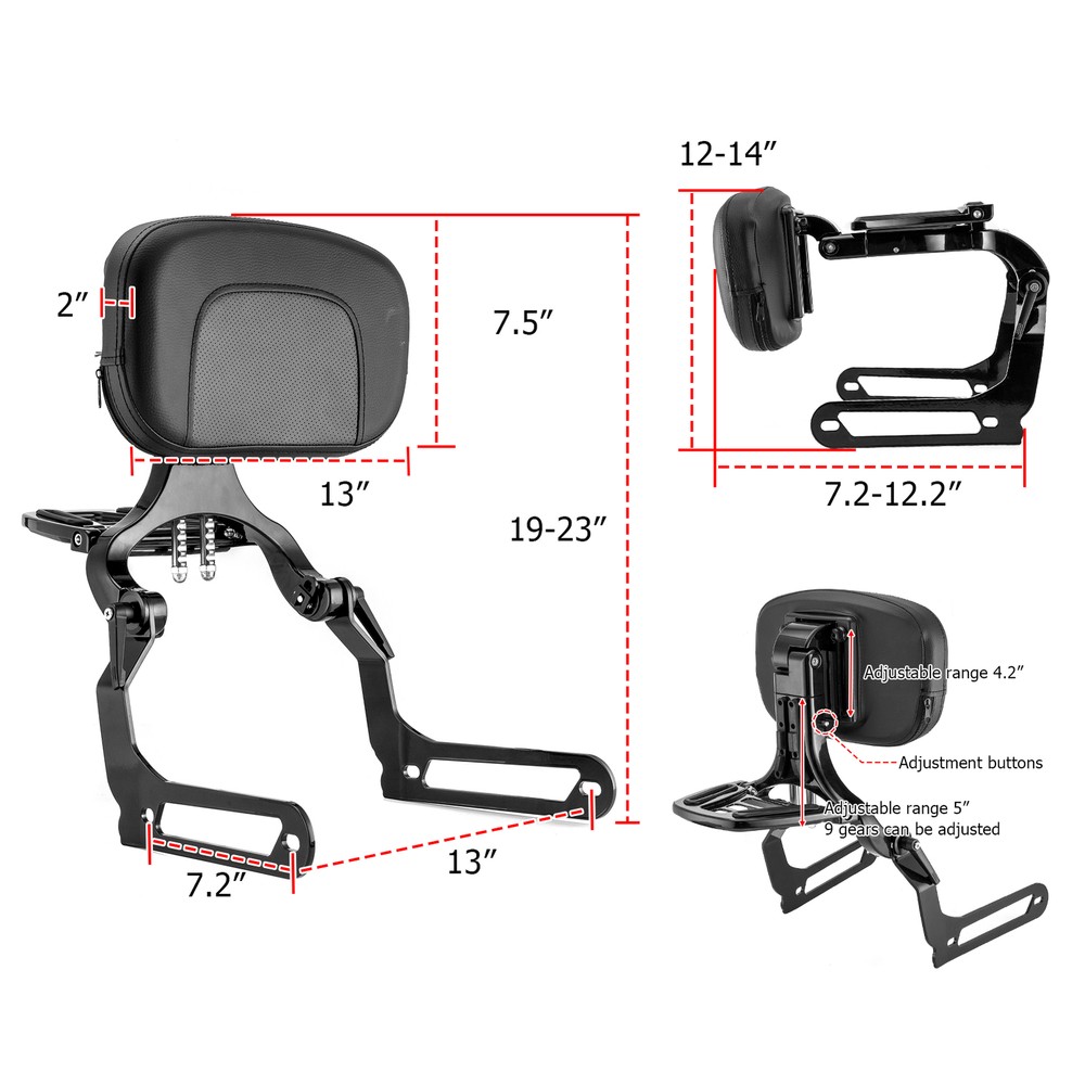 Multi-Purpose Passenger Driver Backrest For Harley-Davidson Fat Bob 2018-2024