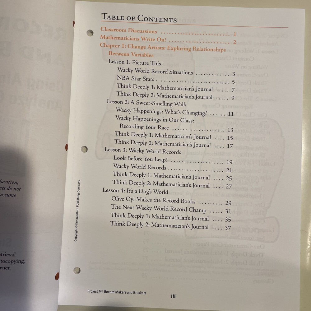 Project M3: Level 5 Record Makers and Breakers: Using Algebra To Analyze Change