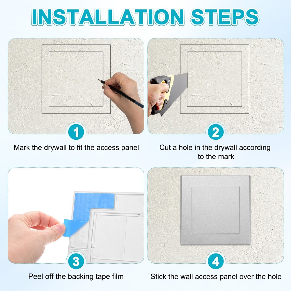 1-Pack Access Panel for Drywall, 5x5" Plastic Removable [Silver Tone, Square]