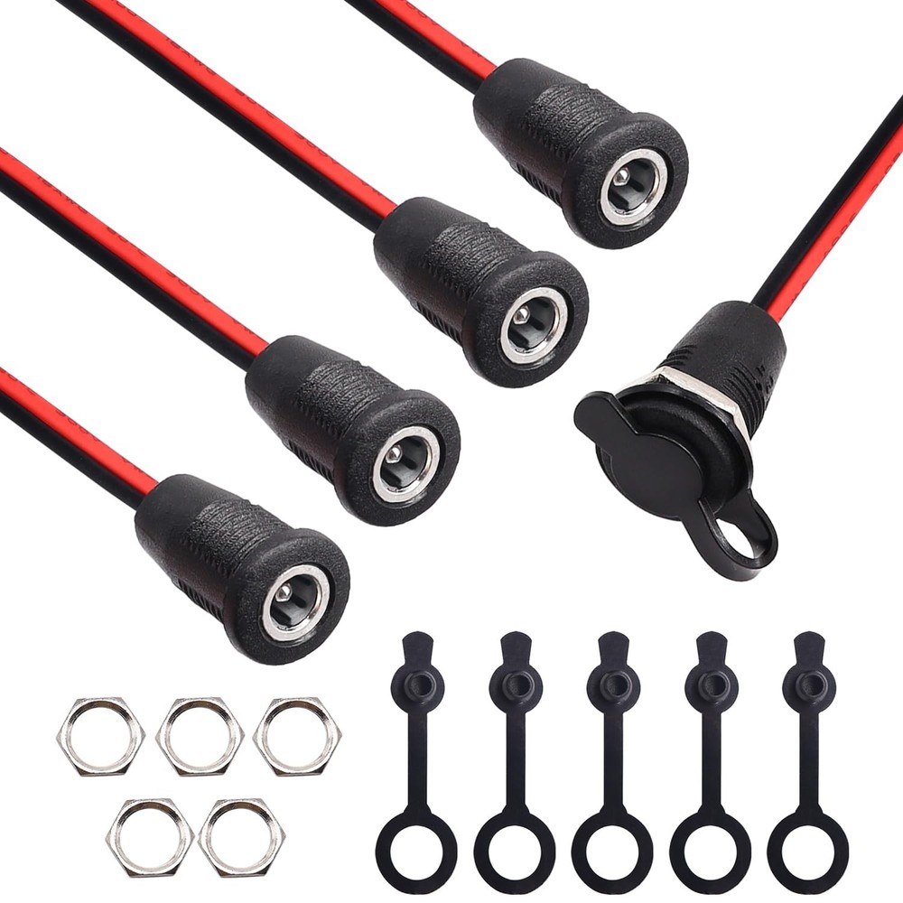 weideer 5Pcs 10A DC-099 DC Power Jack Cord Socket Female Socket, Black