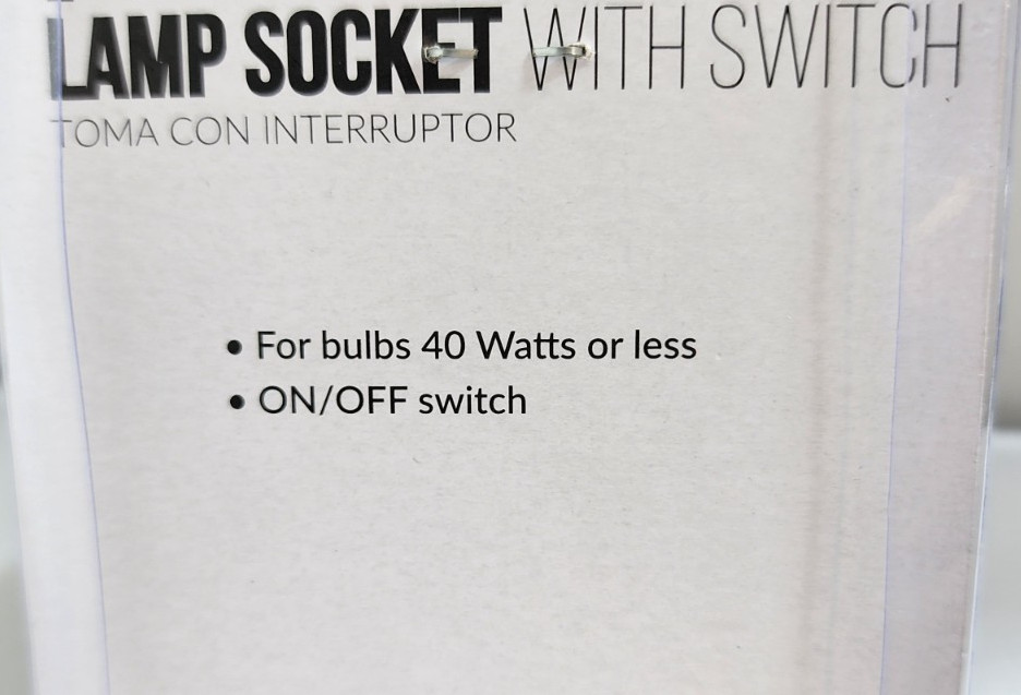 2 Pack POWTECH Plug-In Lamp Socket with Switch Light Bulb Holder Adapter ON/Off