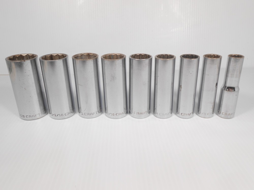 Vintage Craftsman 9 pc. 1/2" Drive 12 pt. SAE Deep Socket Set
